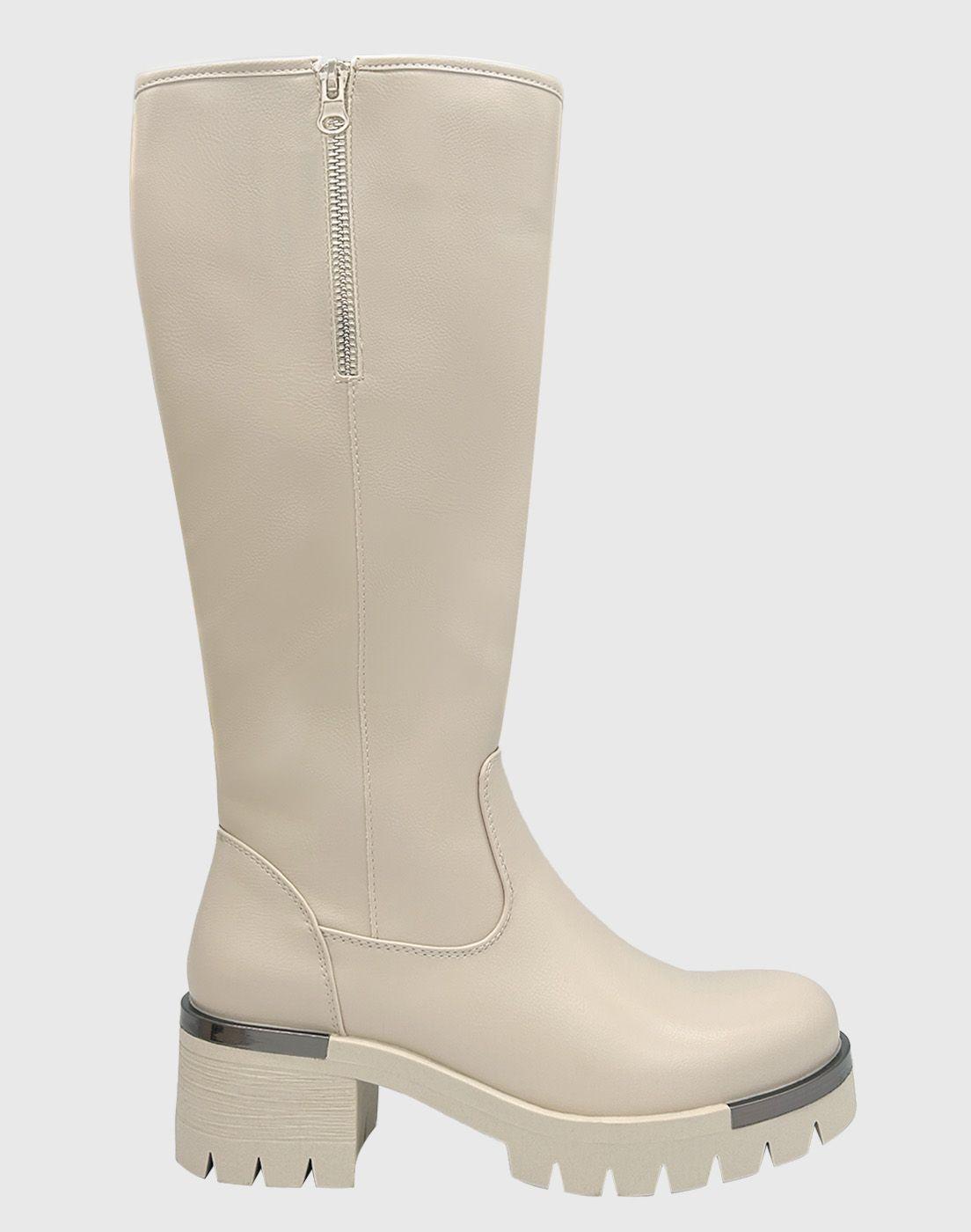 Bota para mujer Beige bajo la rodilla Lisa Danicolle-2