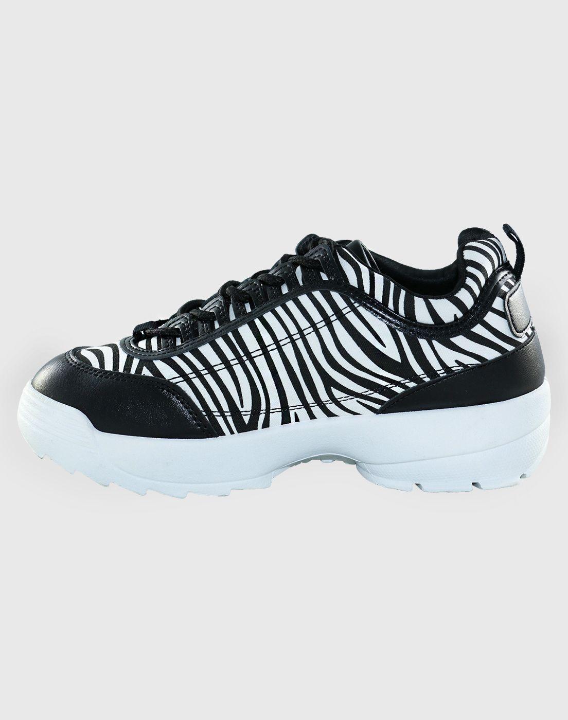 Zapatilla print Zebra Negro-2