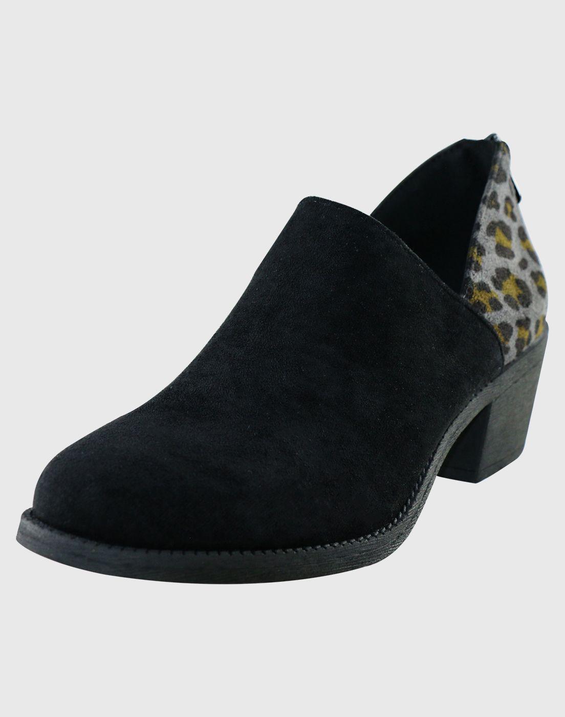Botin bajo animal print Negro Danicolle-0