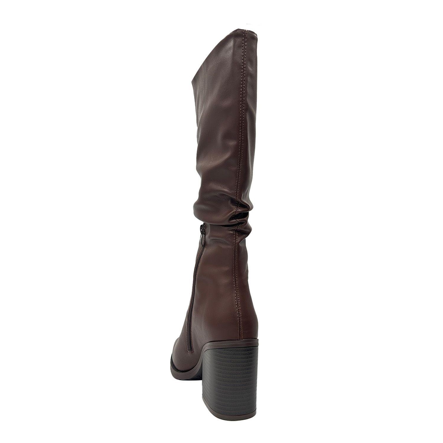 Bota de Mujer color Cafe Caña Alta con Diseño Arrugado y-3