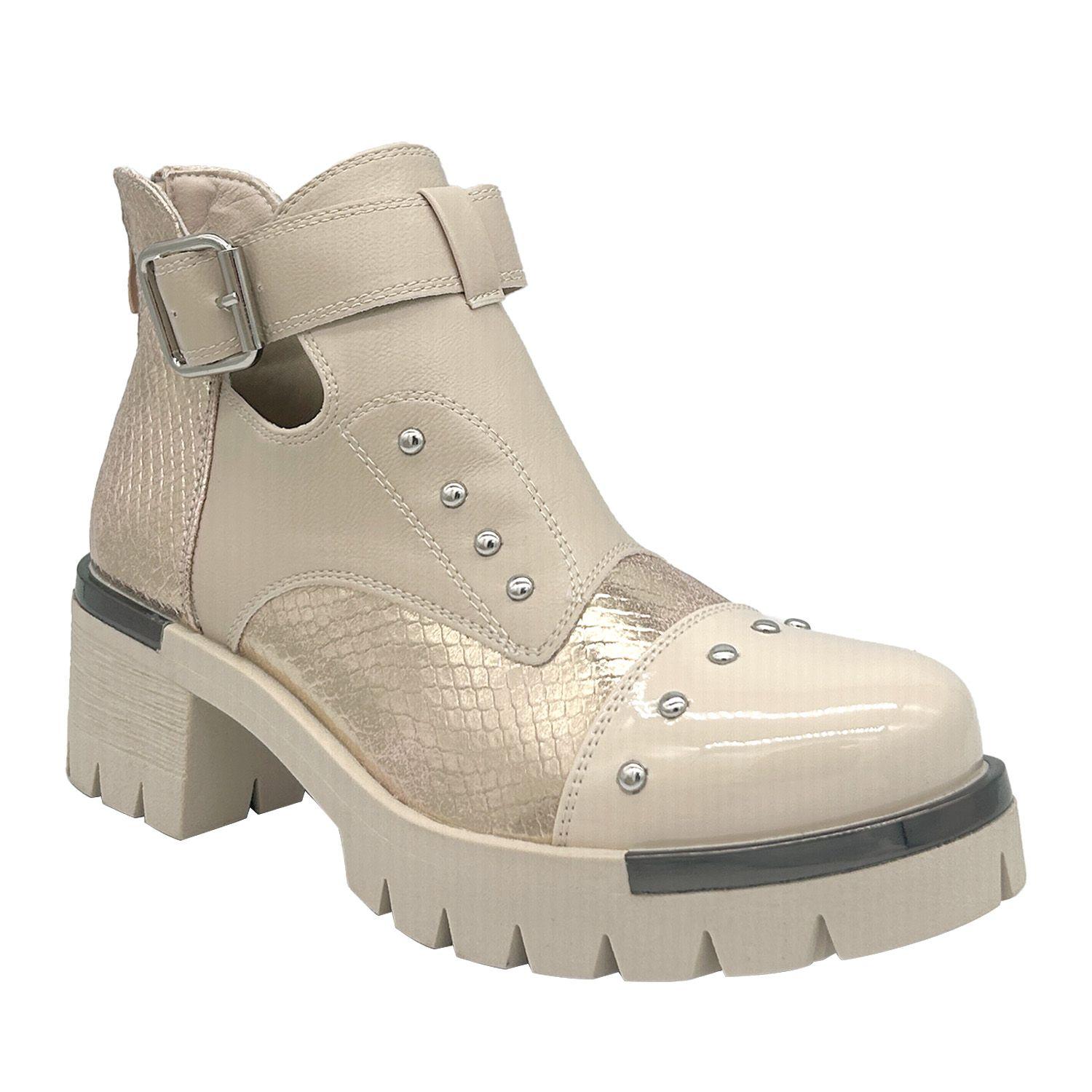 Botín para Mujer con Hebilla, color Beige, Aberturas-0