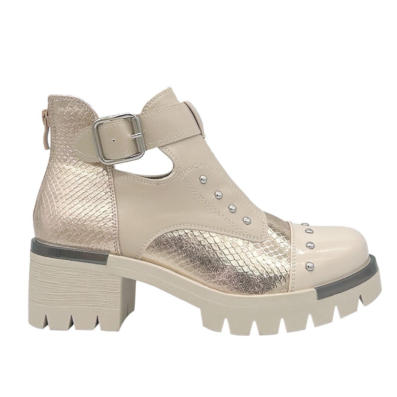 Botín para Mujer con Hebilla, color Beige, Aberturas-3