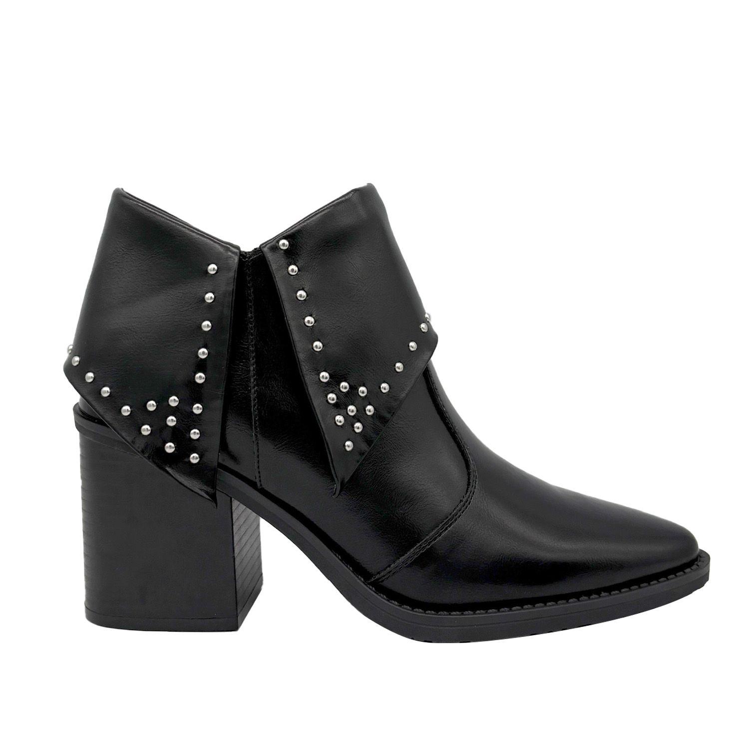 Botin para mujer solapa con tachas negro Danicolle-0