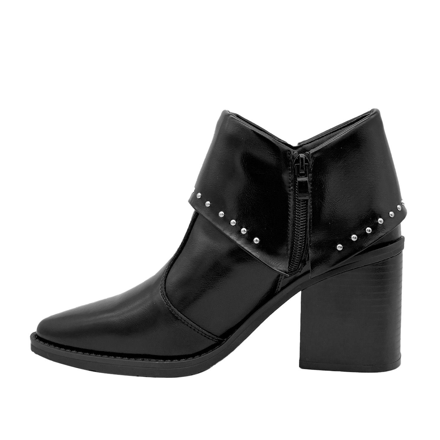 Botin para mujer solapa con tachas negro Danicolle-2