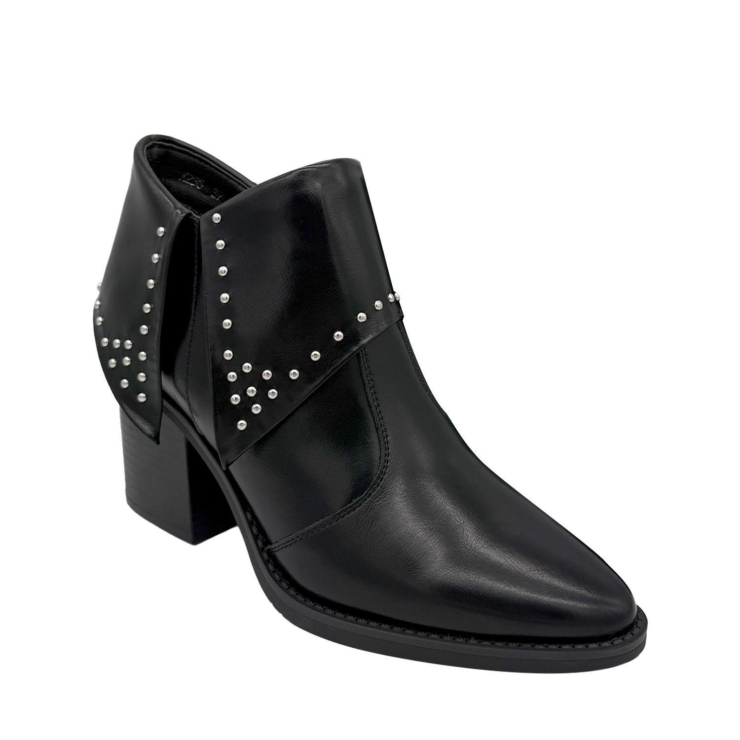 Botin para mujer solapa con tachas negro Danicolle-4