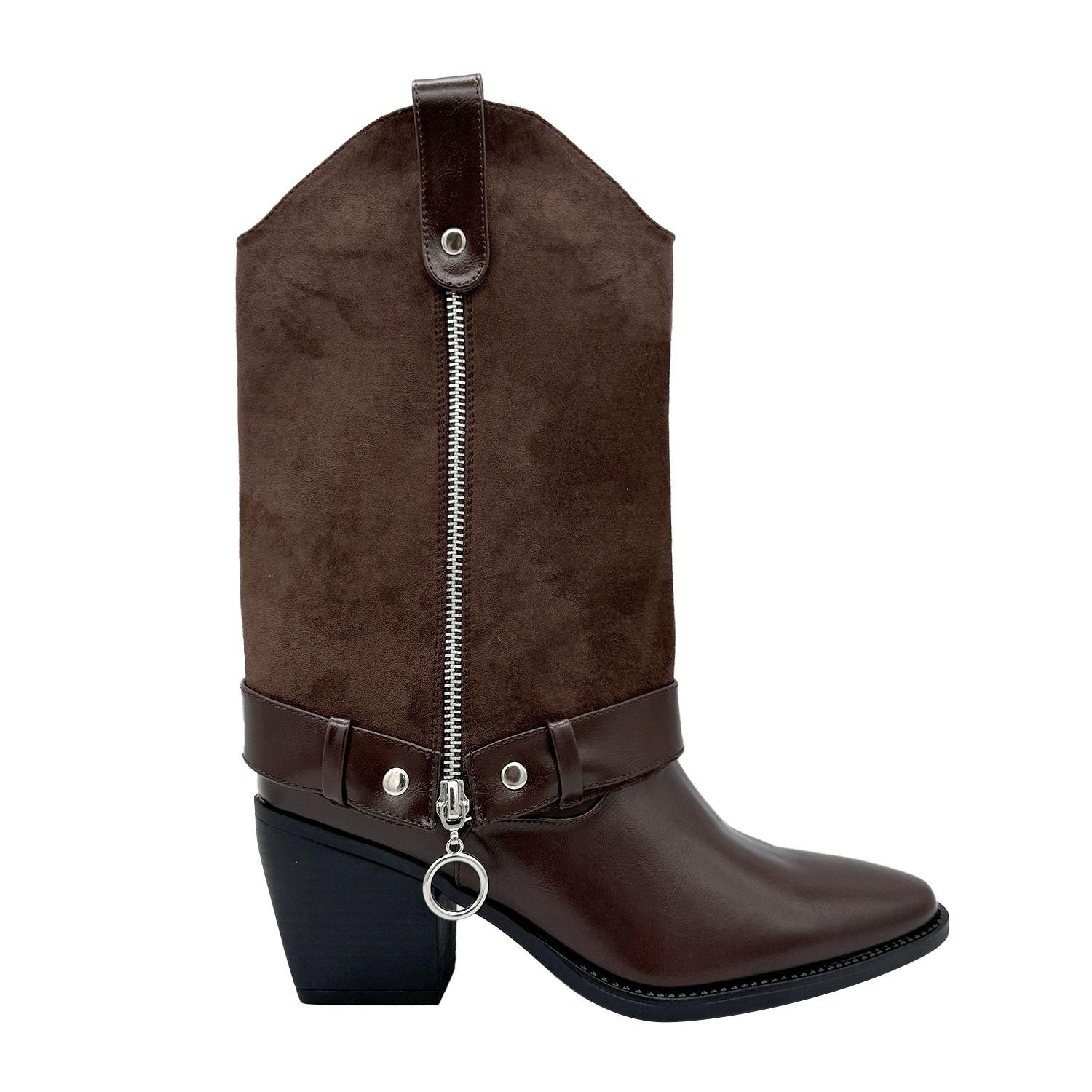 Bota para mujer polaina desmontable café Danicolle-0