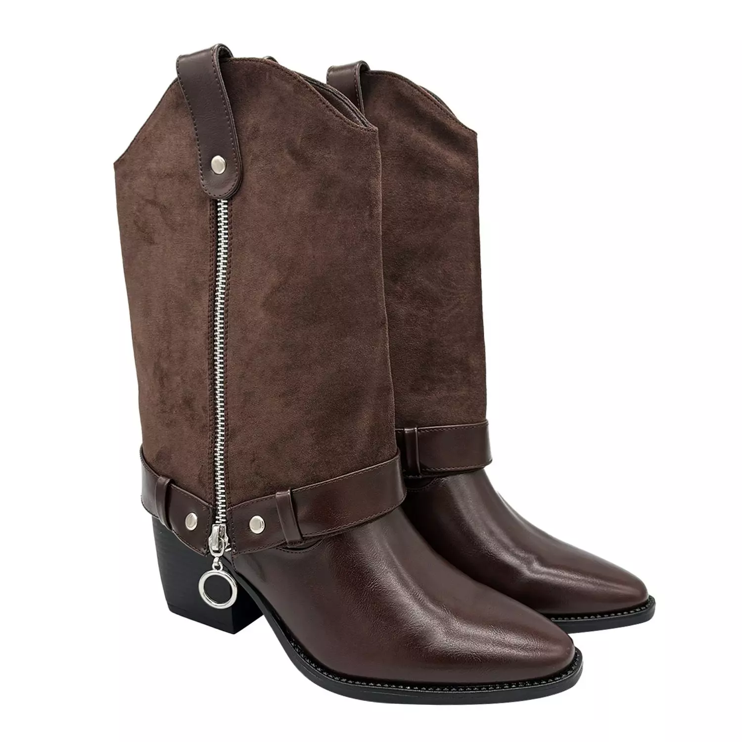 Bota para mujer polaina desmontable café Danicolle-1