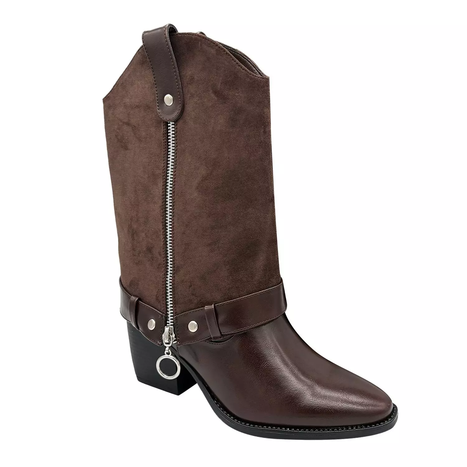 Bota para mujer polaina desmontable café Danicolle-4