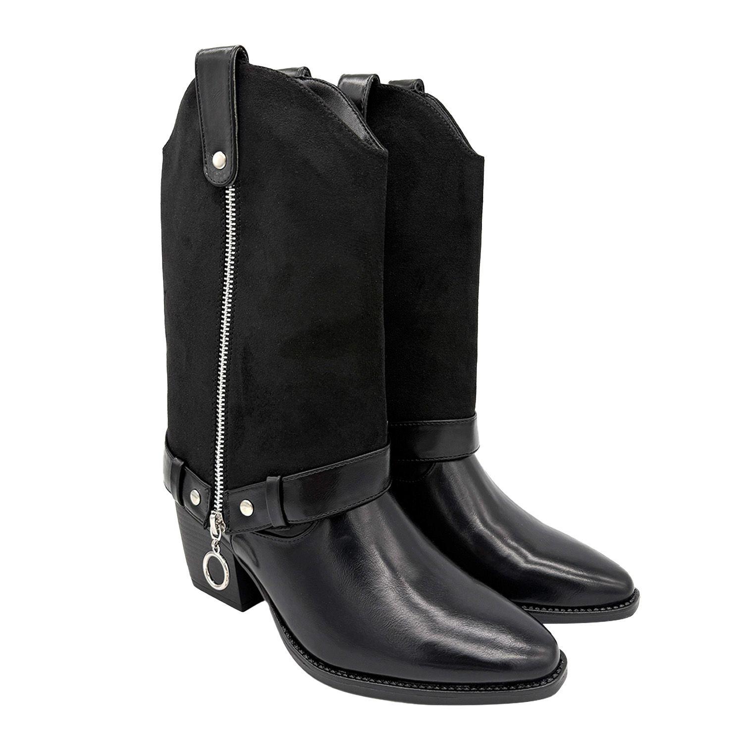 Bota para mujer polaina desmontable negro Danicolle-1