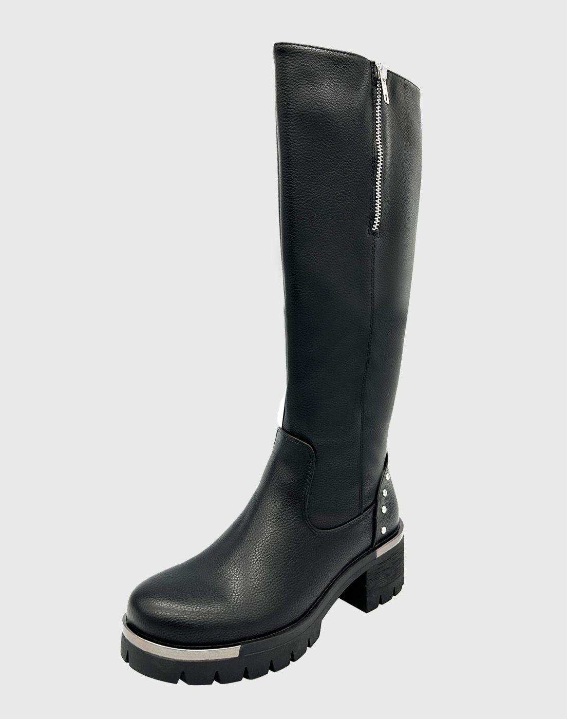 Bota para mujer, Negra bajo la rodilla con tachas Danicolle-0