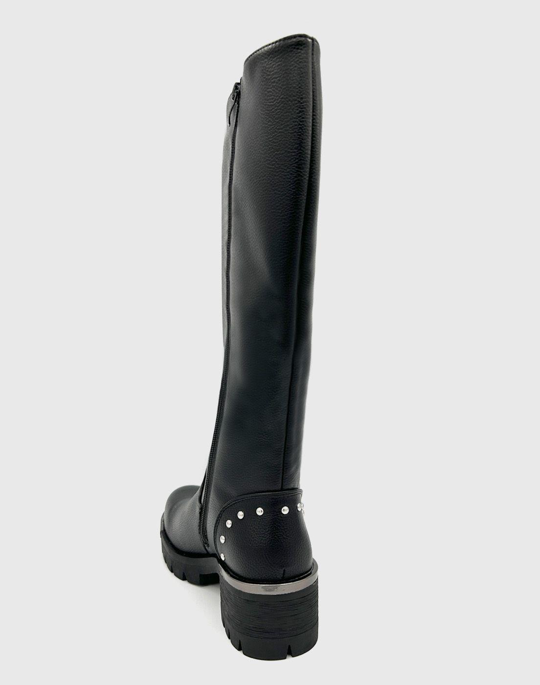 Bota para mujer, Negra bajo la rodilla con tachas Danicolle-3