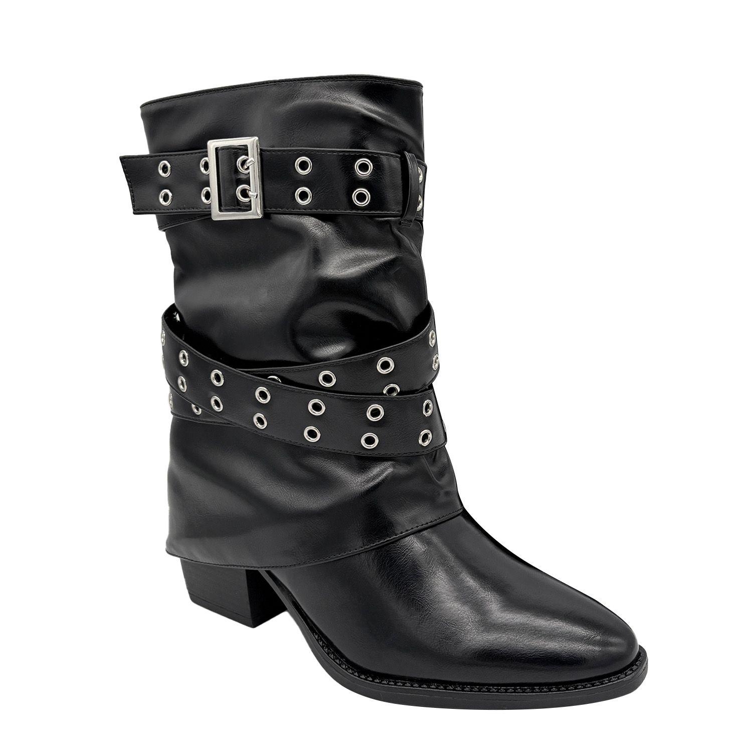 Bota para mujer sobrecapa negra Danicolle-4