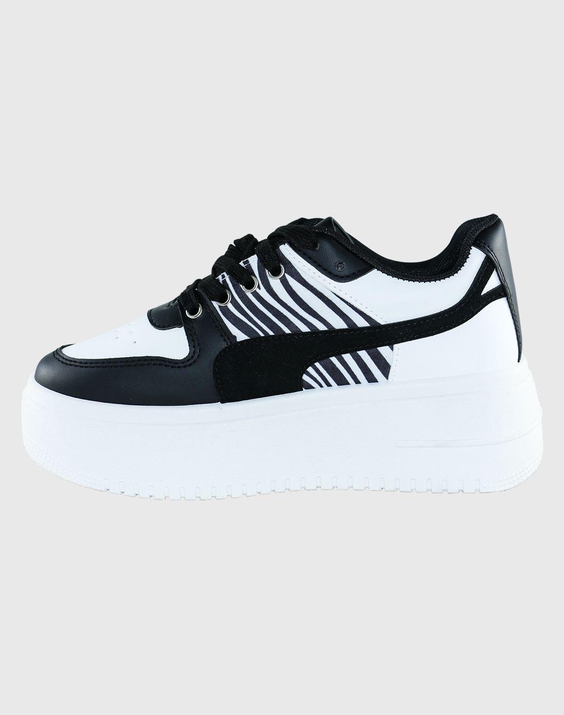Zapatilla front Zebra Negro Danicolle-2