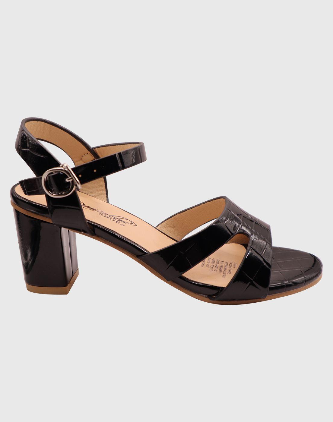 Sandalia Taco cuadro Negro-2