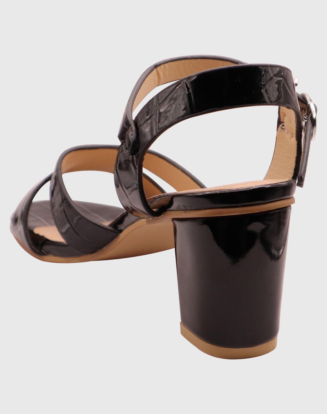 Sandalia Taco cuadro Negro-4