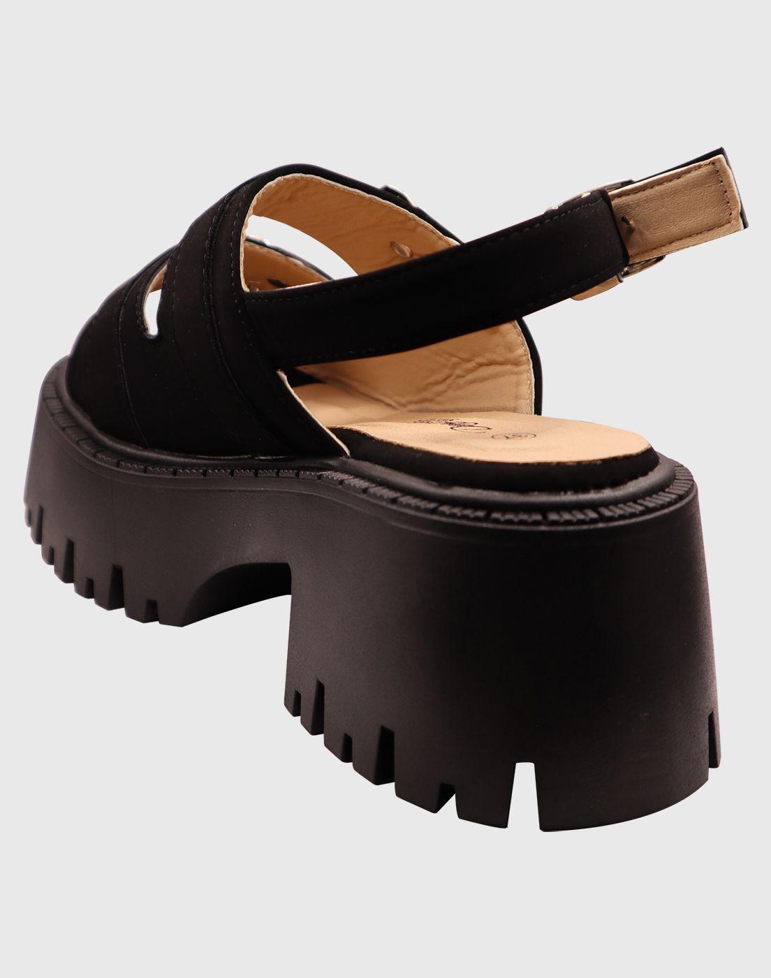 Sandalia Triple Hebilla Negro-4