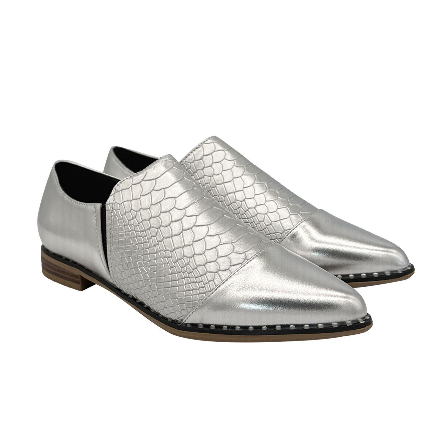 Zapato para mujer croco Plateado Danicolle-2