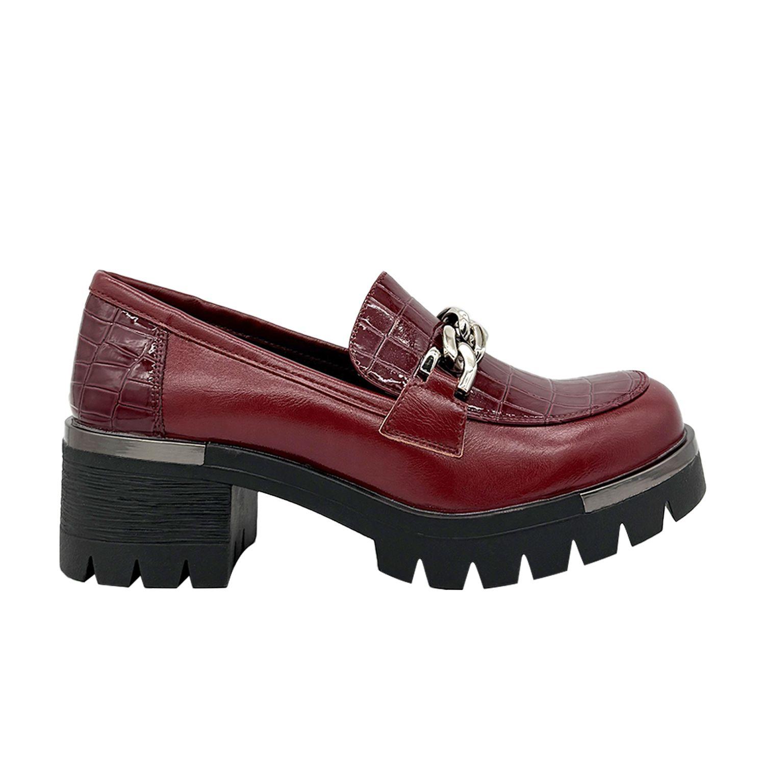 Mocasin para mujer con taco y cadena Rojo-0