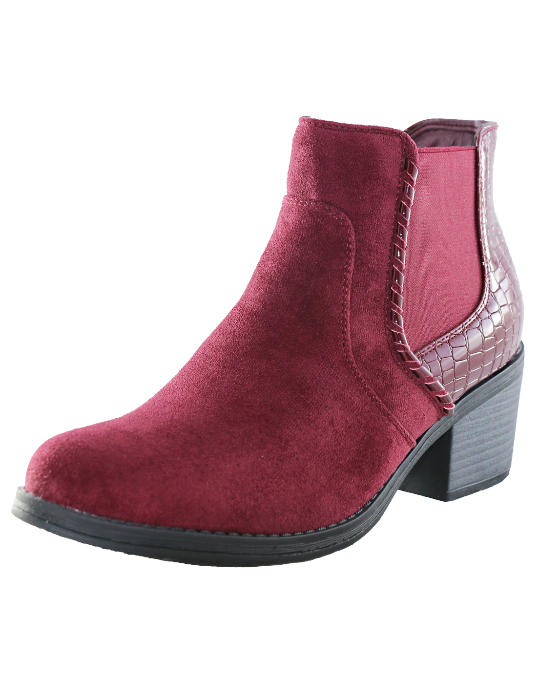 Botin para mujer con taco medio elasticado Rojo-0