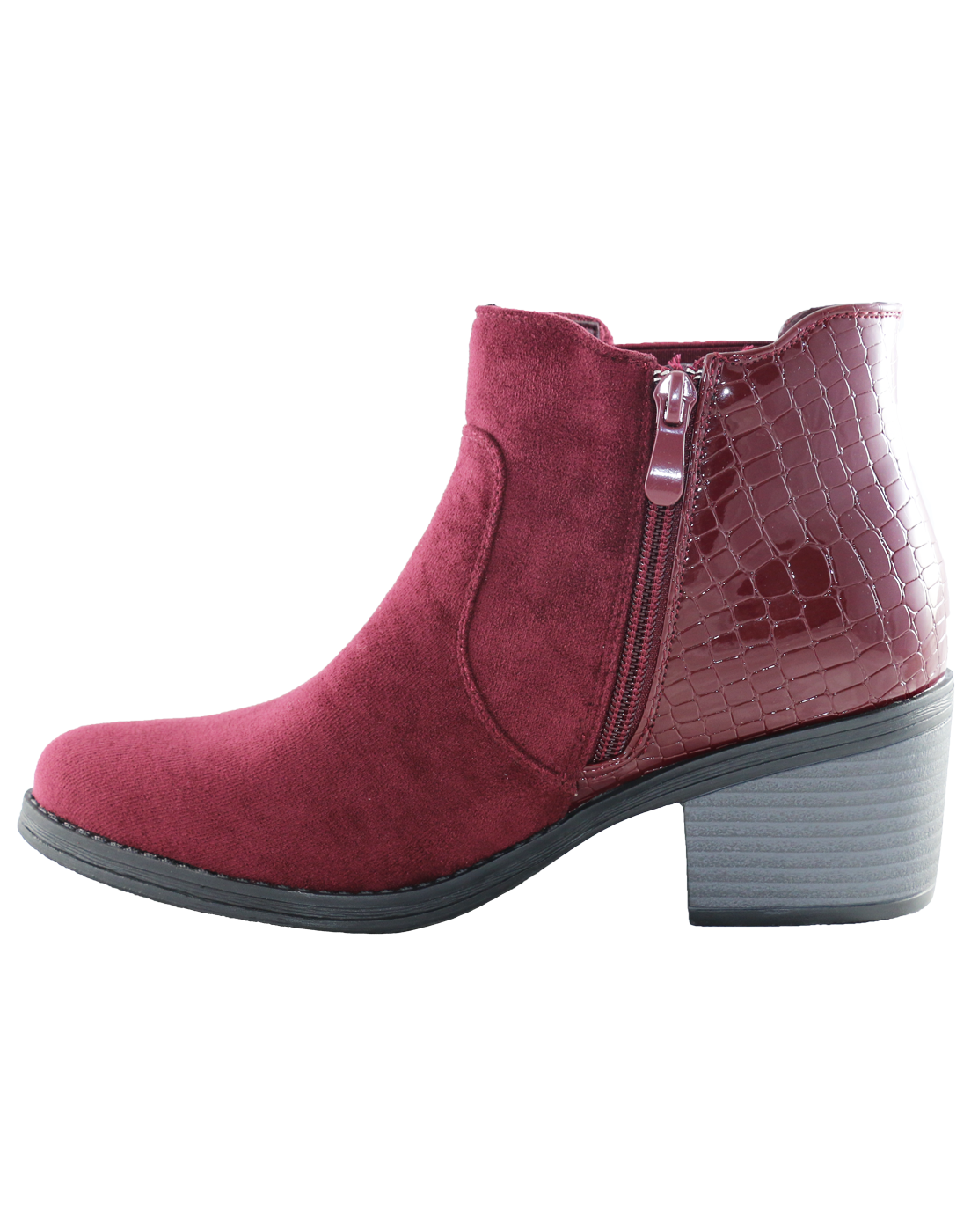 Botin para mujer con taco medio elasticado Rojo-1