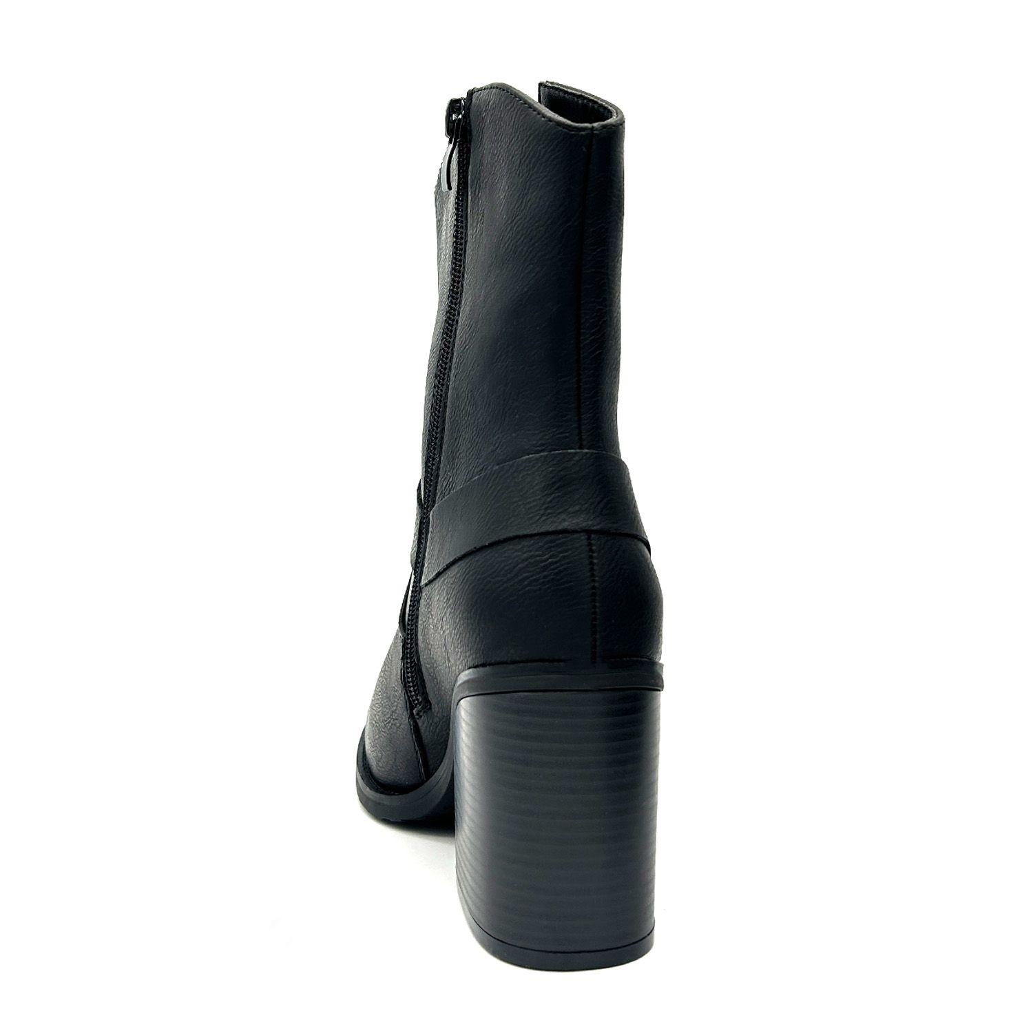 Bota Cowboy para Mujer Color Negro con Hebilla y Aros-4