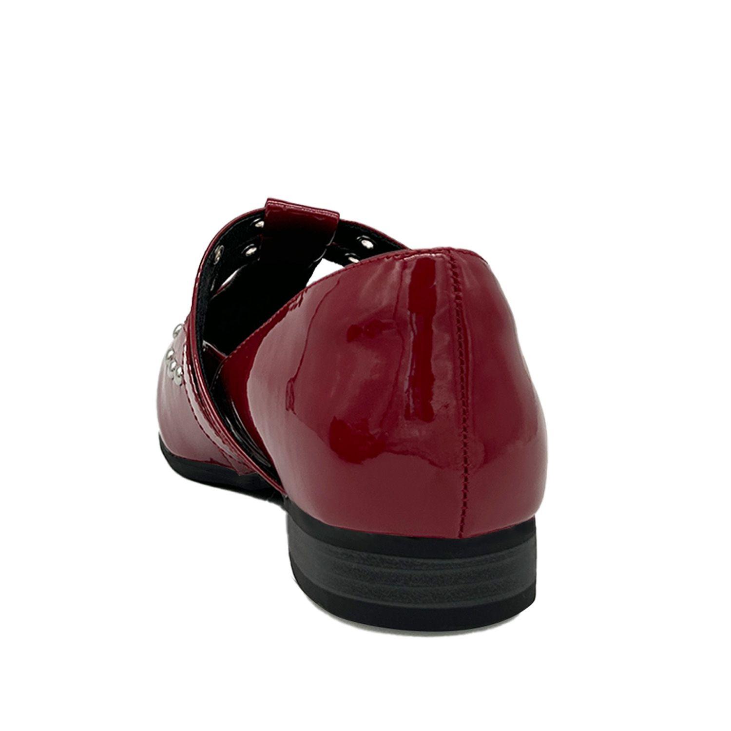 Ballerina para mujer, Roja doble correa con hebilla-4