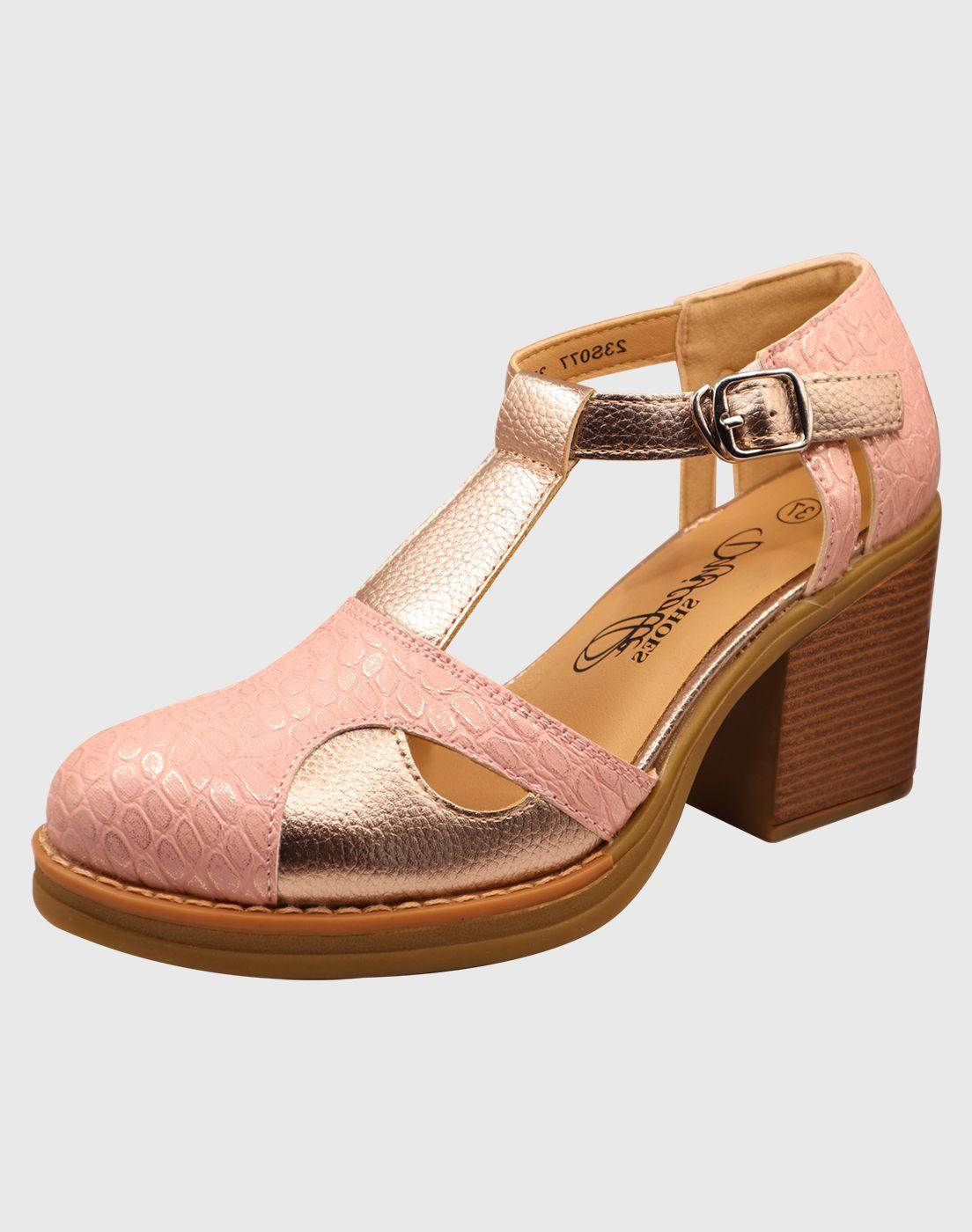 Zapato alto hebilla Rosado-0