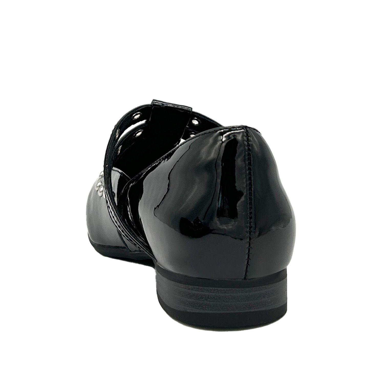 Ballerina para mujer, Negro doble correa con hebilla-3
