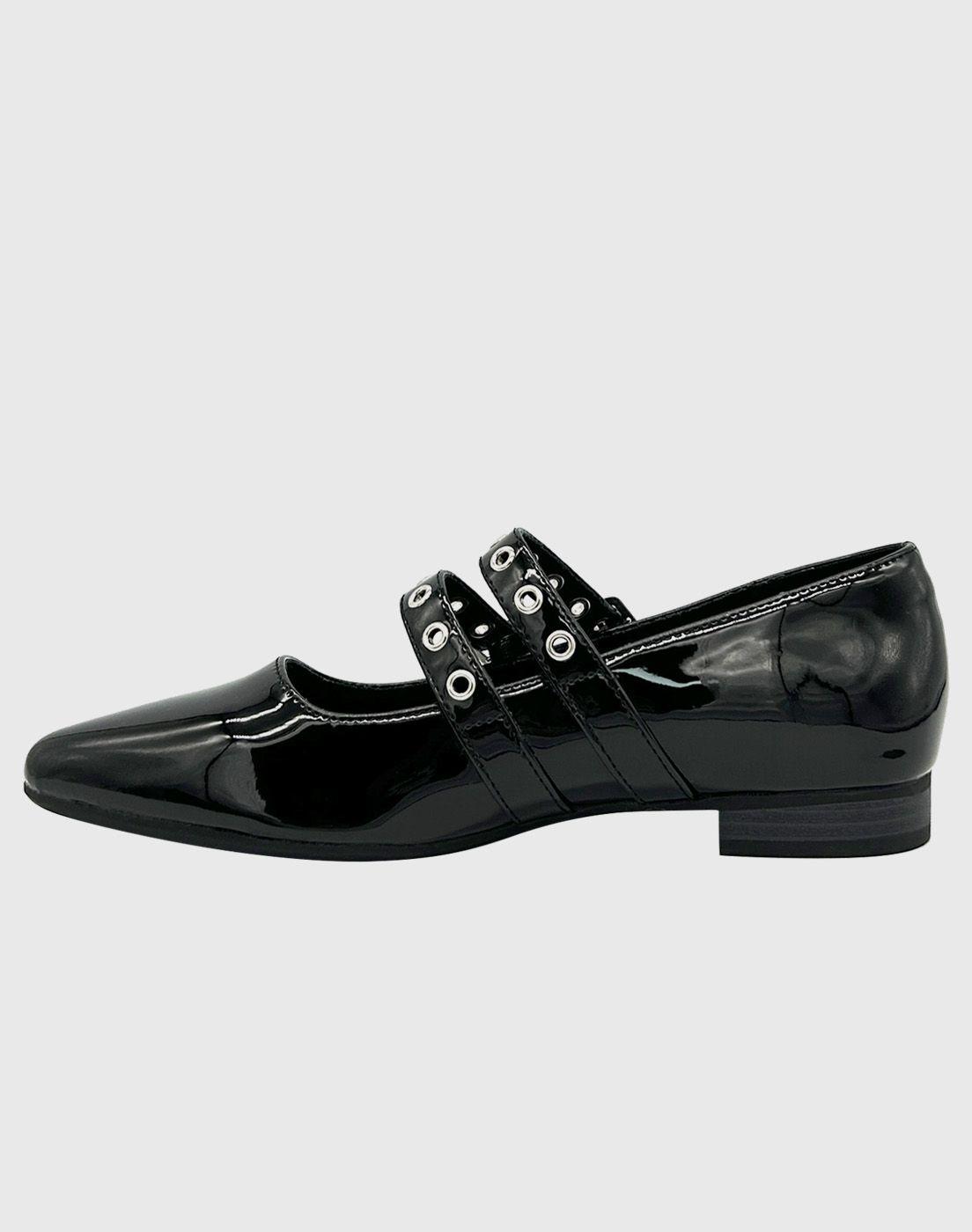 Ballerina para mujer plana charol Negro-1
