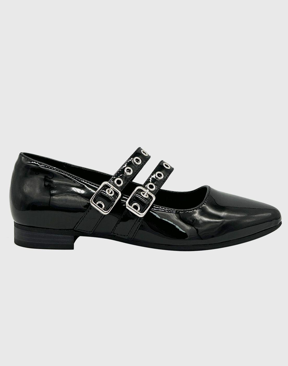 Ballerina para mujer plana charol Negro-3
