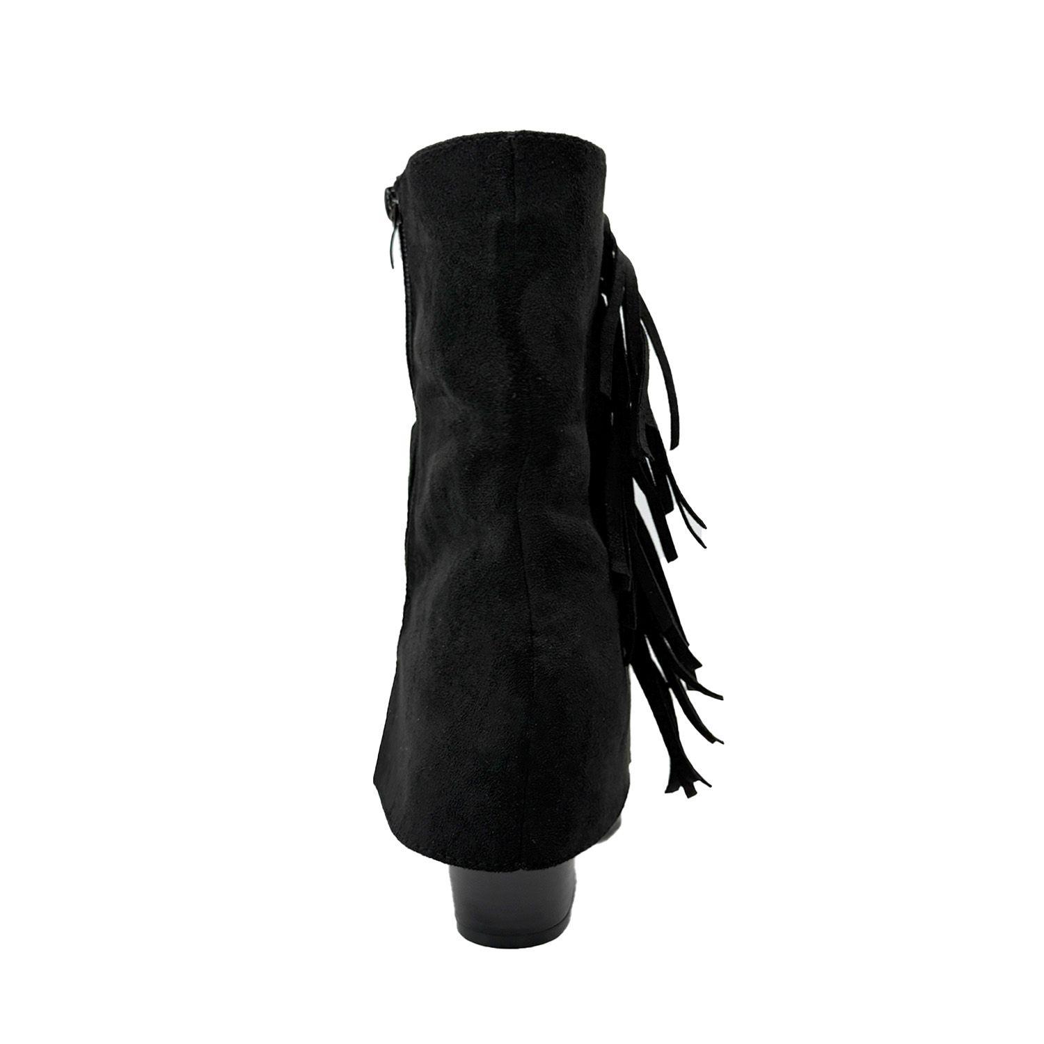 Botin alto para mujer flecos tapada Negro-3