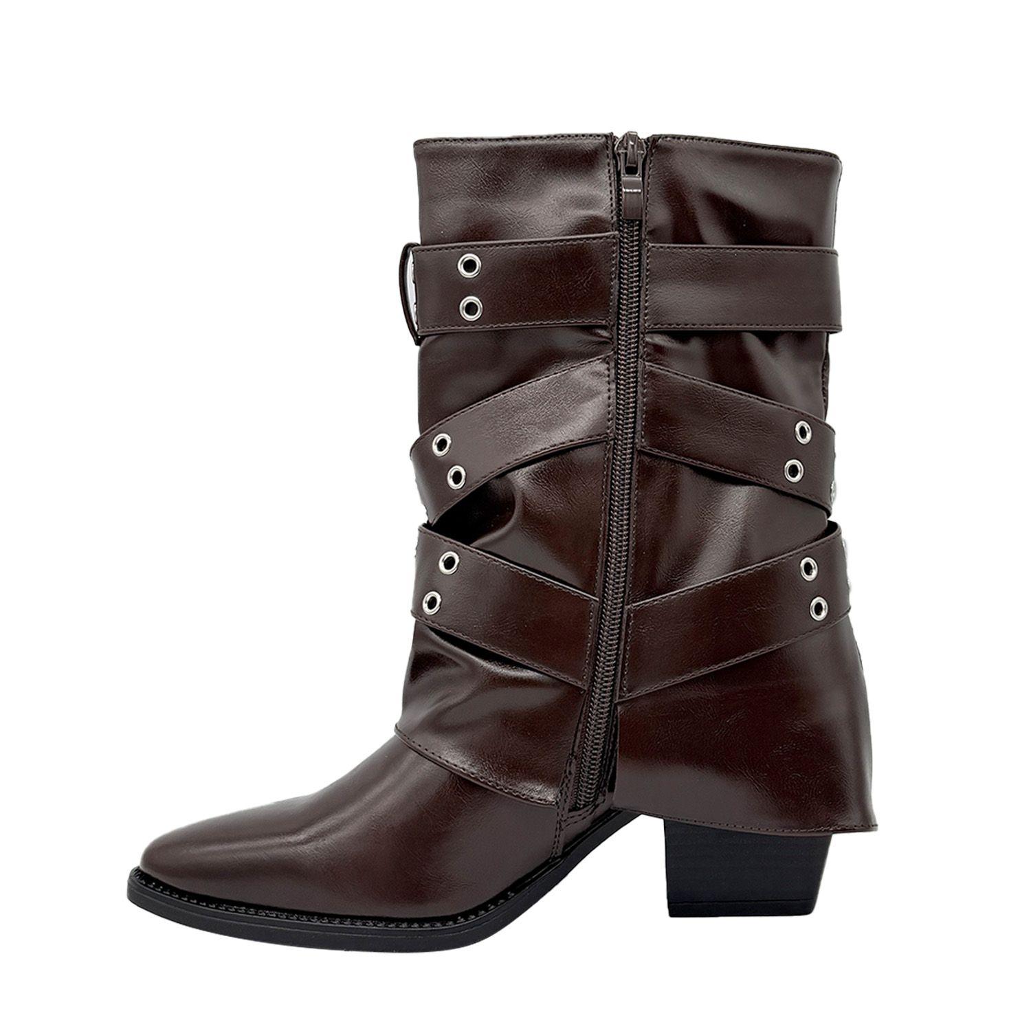Bota para mujer sobrecapa cafe Danicolle-2