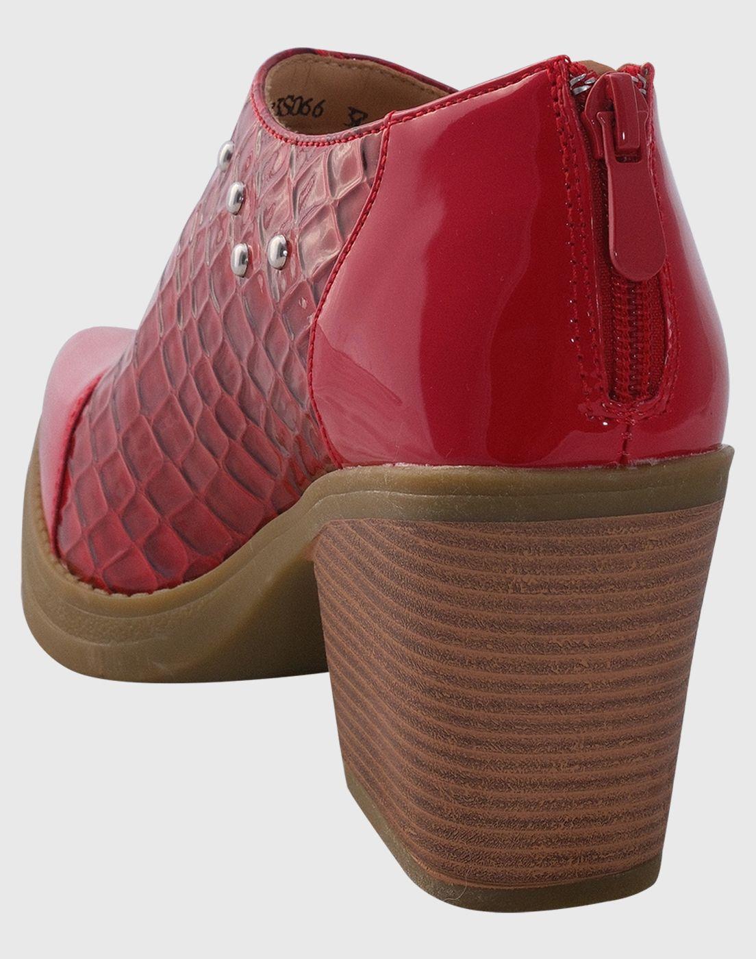 Botin puntiagudo tachas Rojo-2