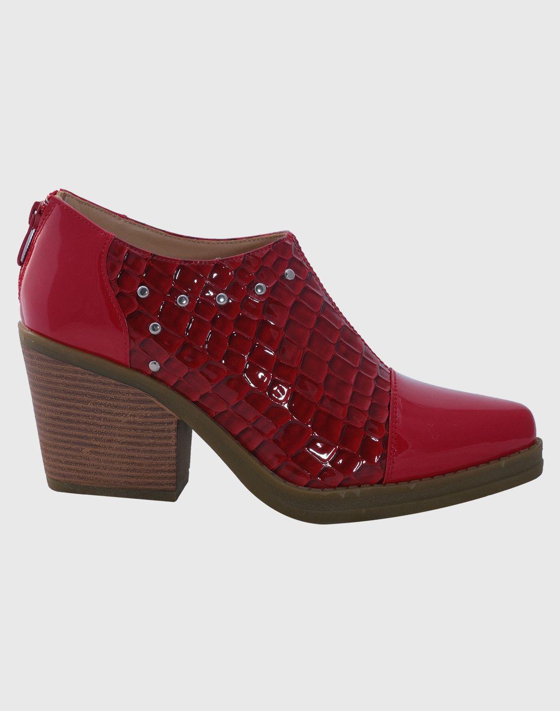 Botin puntiagudo tachas Rojo-3