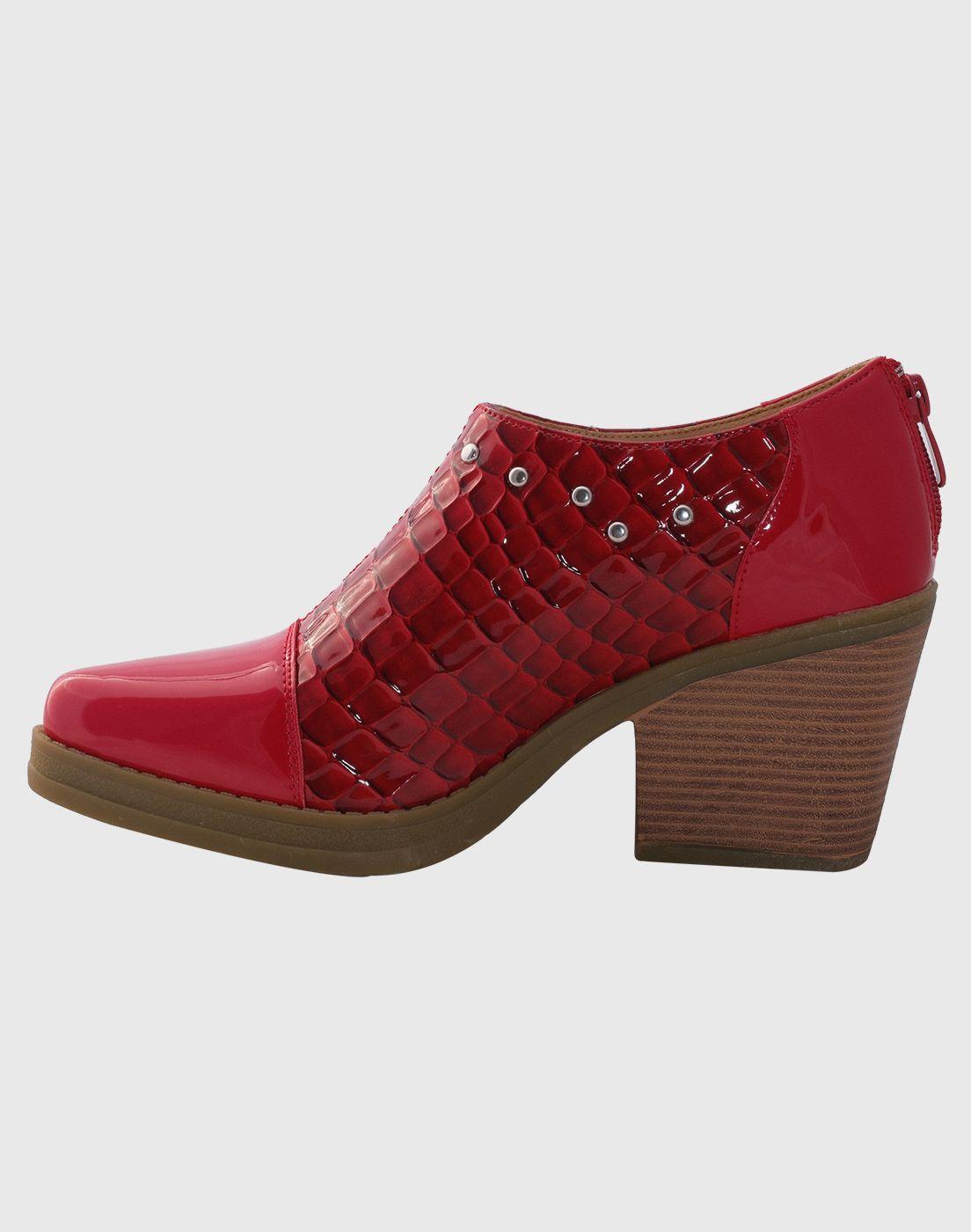 Botin puntiagudo tachas Rojo-4