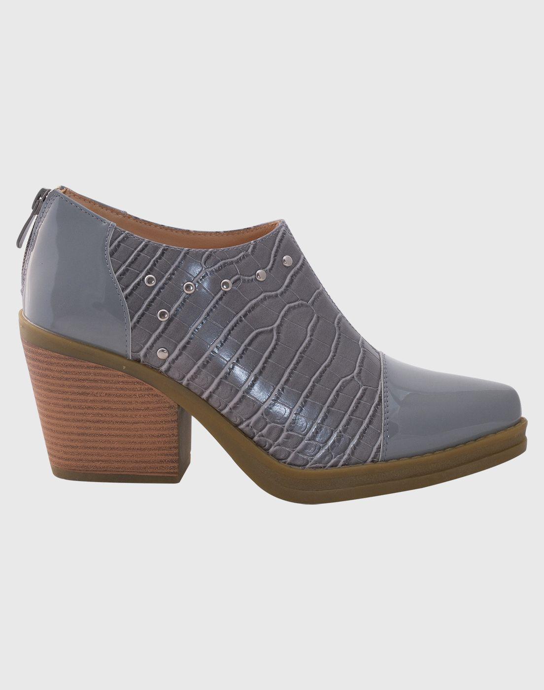 Botin puntiagudo tachas Gris-4