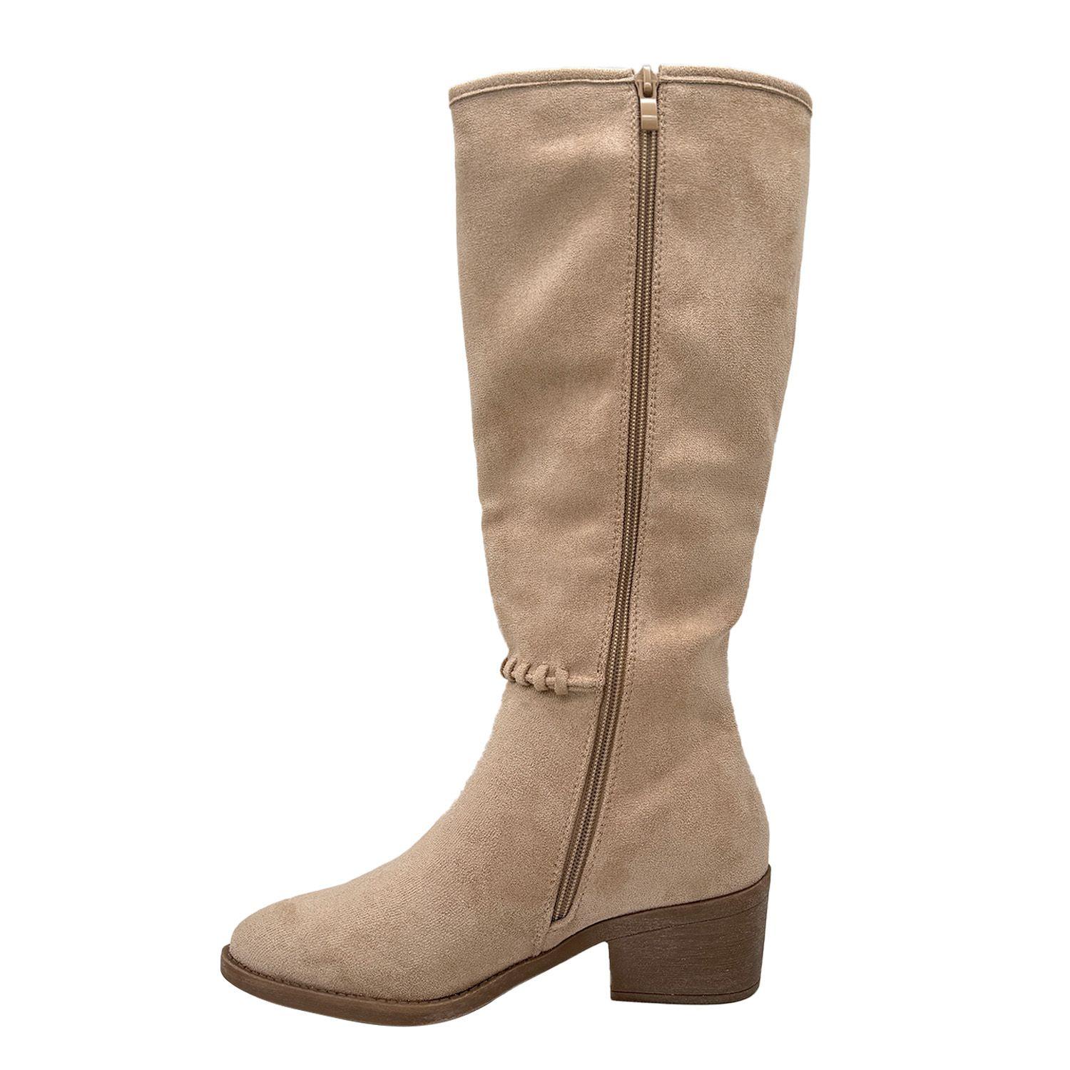 Bota para mujer costura visible beige Danicolle-2