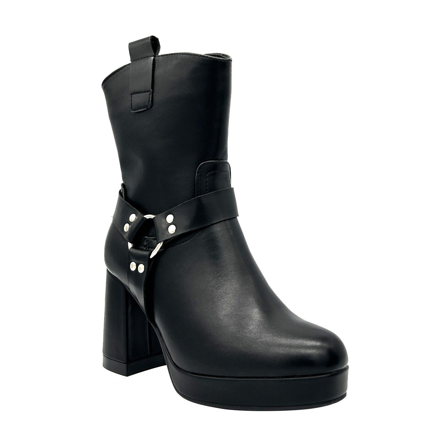 Bota para mujer color Negro con plataforma y detalles-0