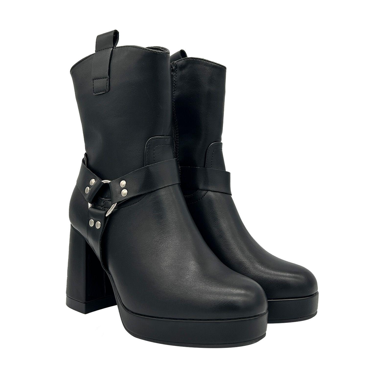 Bota para mujer color Negro con plataforma y detalles-1