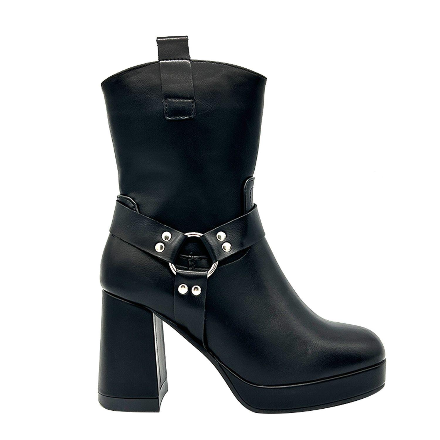 Bota para mujer color Negro con plataforma y detalles-2