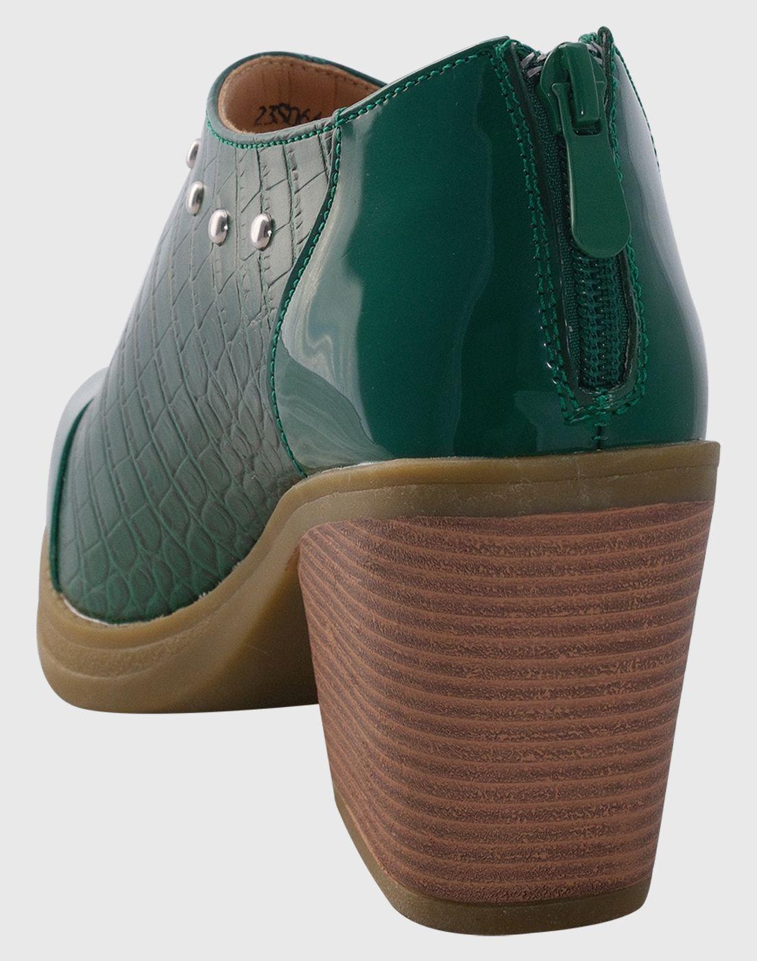 Botin puntiagudo tachas Verde-4