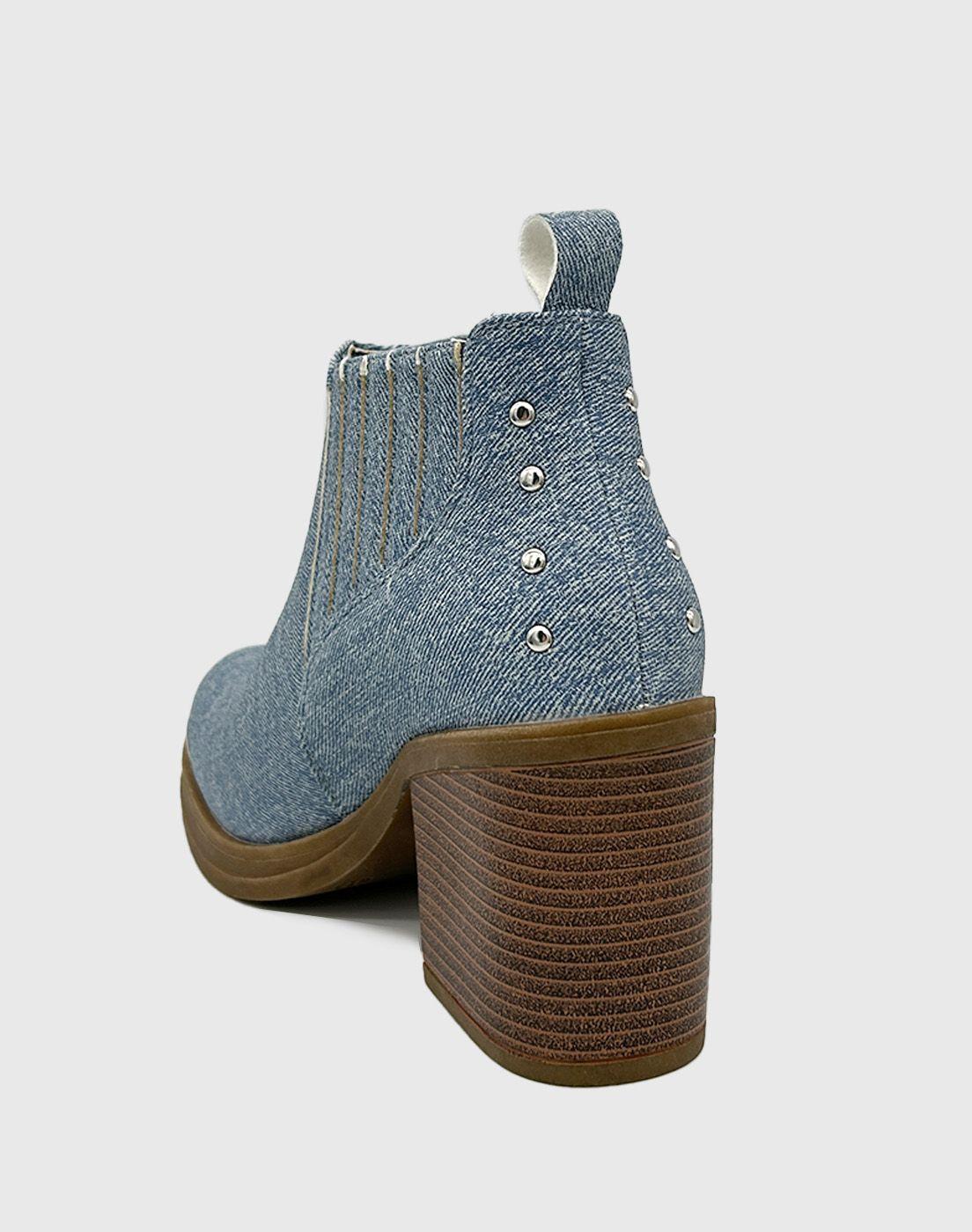 Botin para mujer elasticado con taco Azul-2
