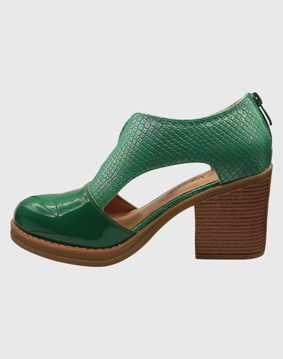 Zapato abierto croco Verde-2