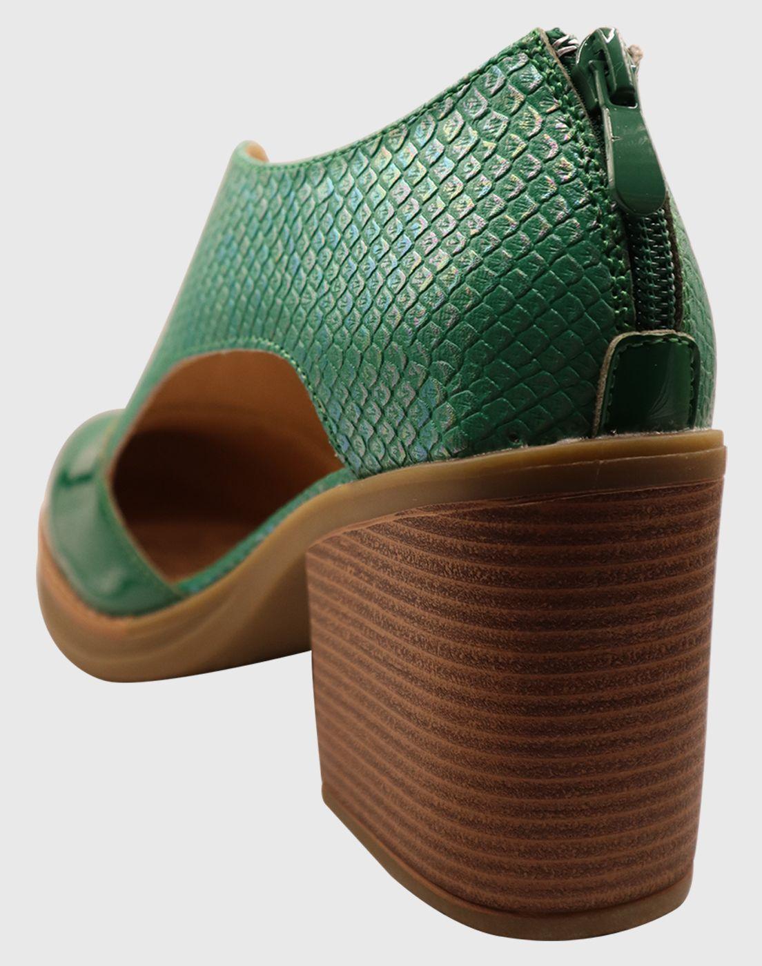 Zapato abierto croco Verde-3