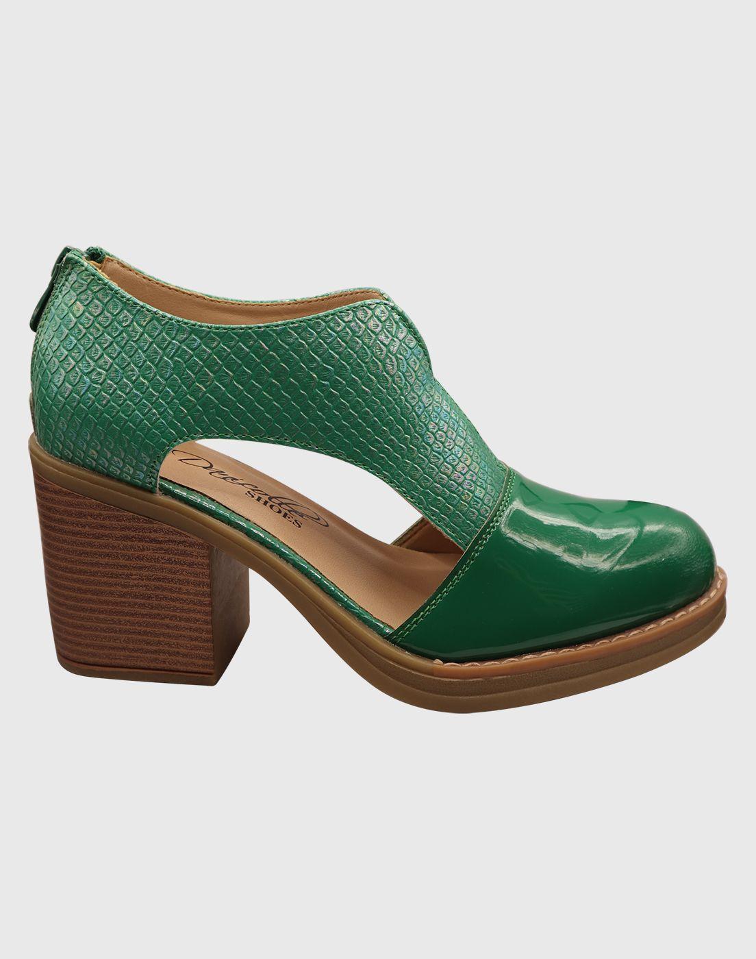 Zapato abierto croco Verde-4