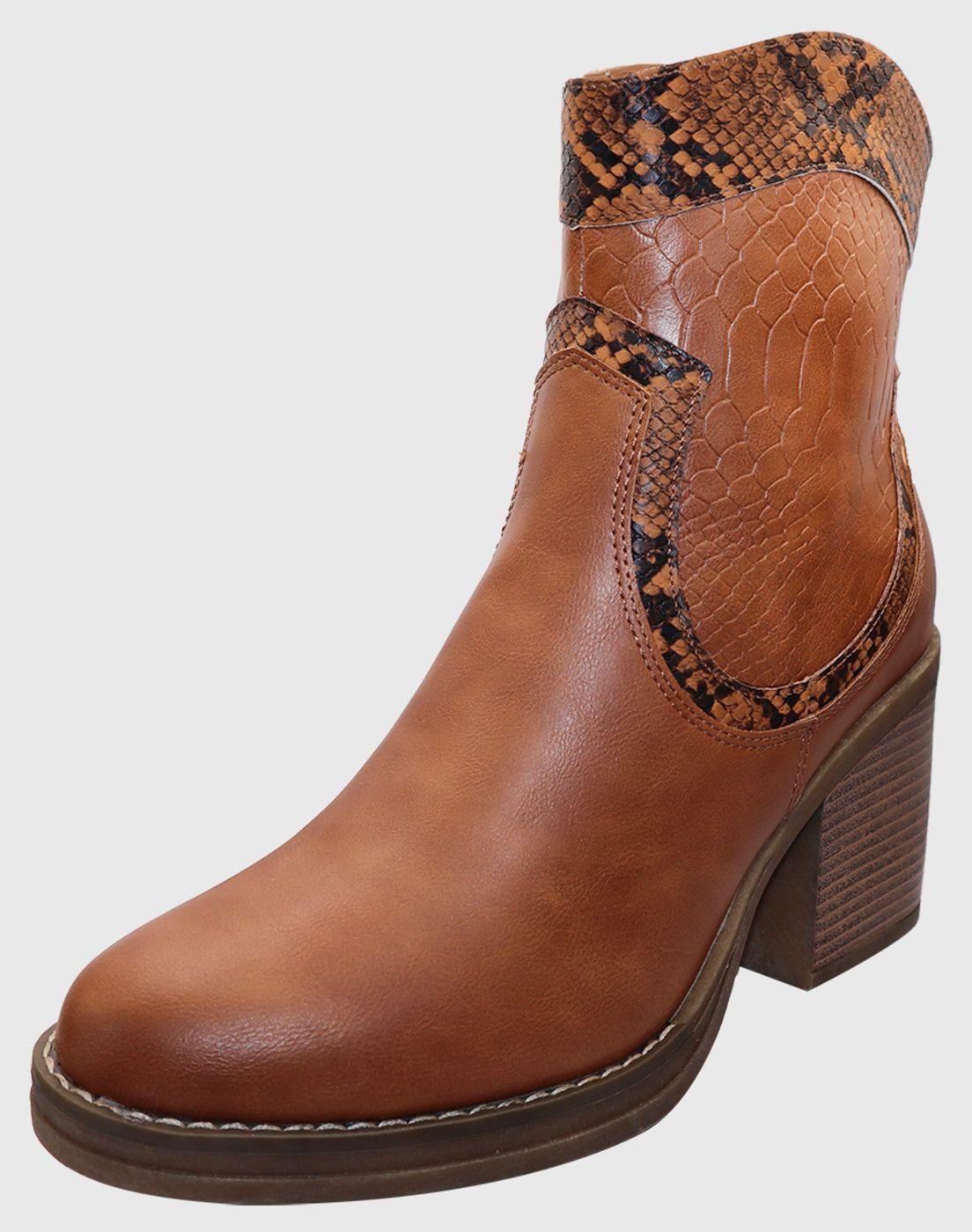 Bota corta print Camel-0