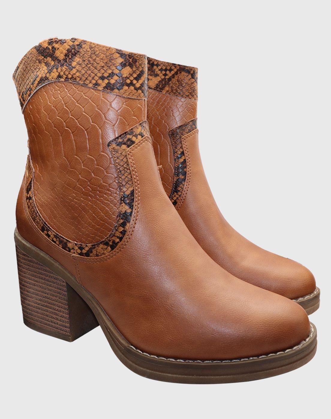 Bota corta print Camel-1