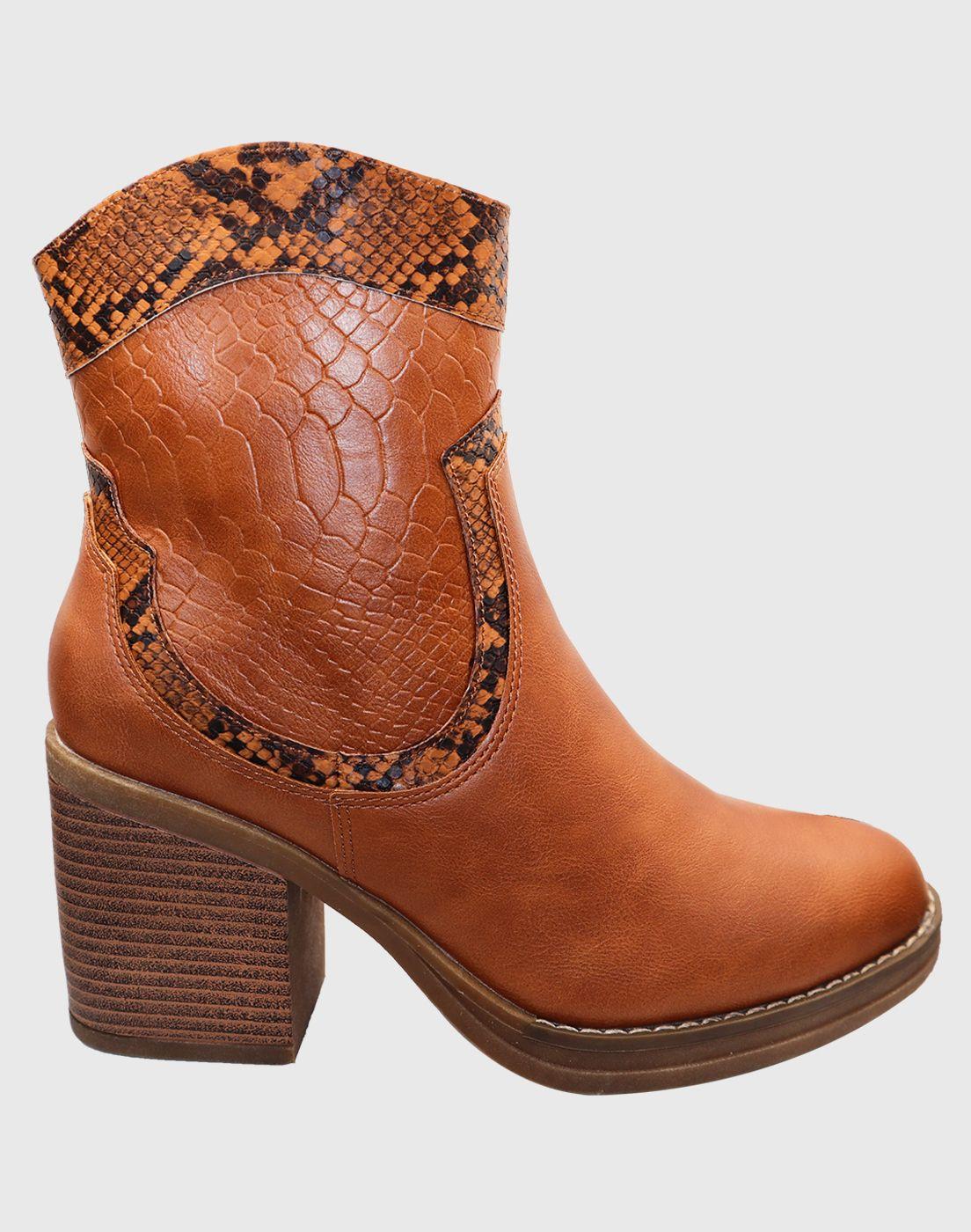 Bota corta print Camel-2