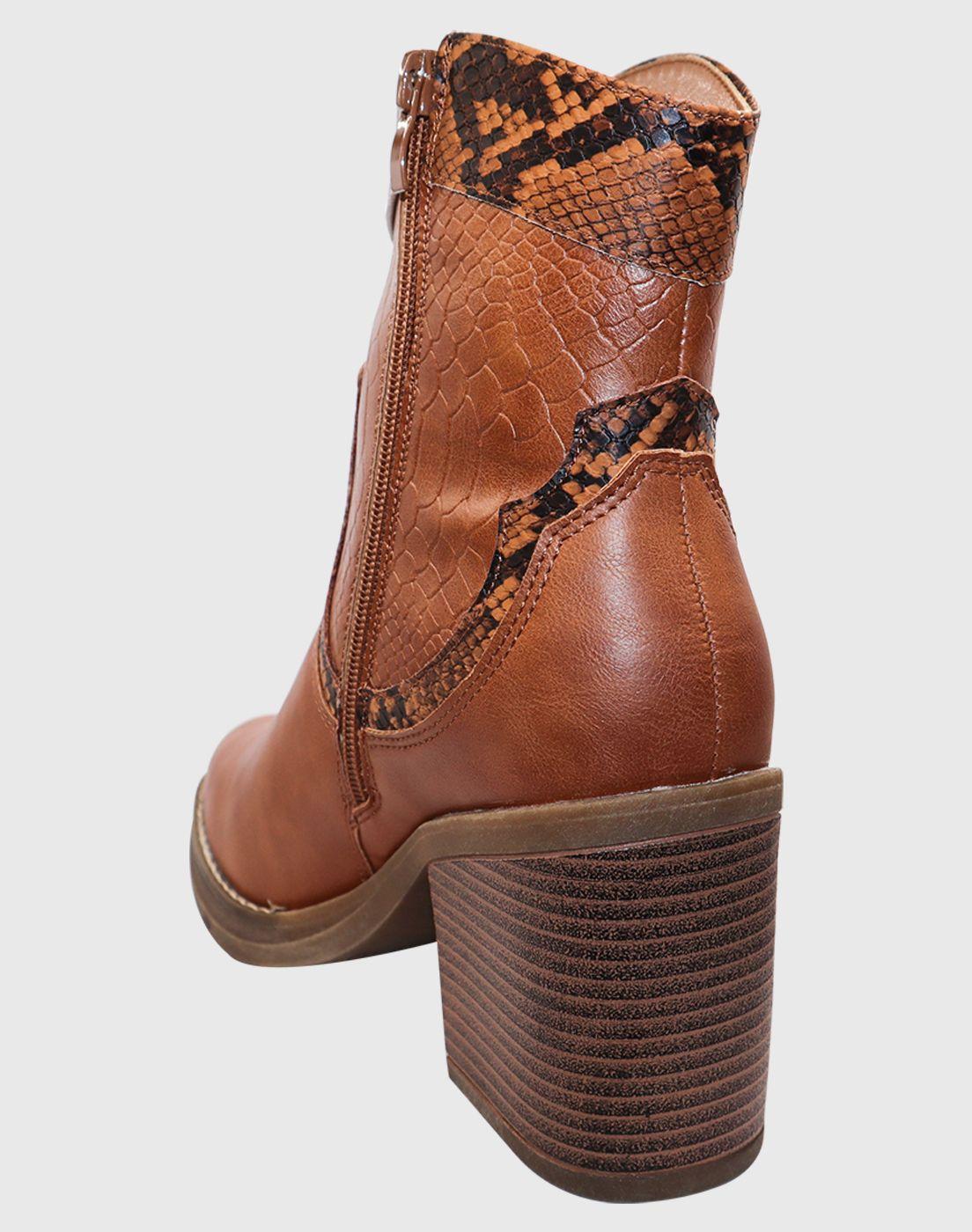 Bota corta print Camel-3