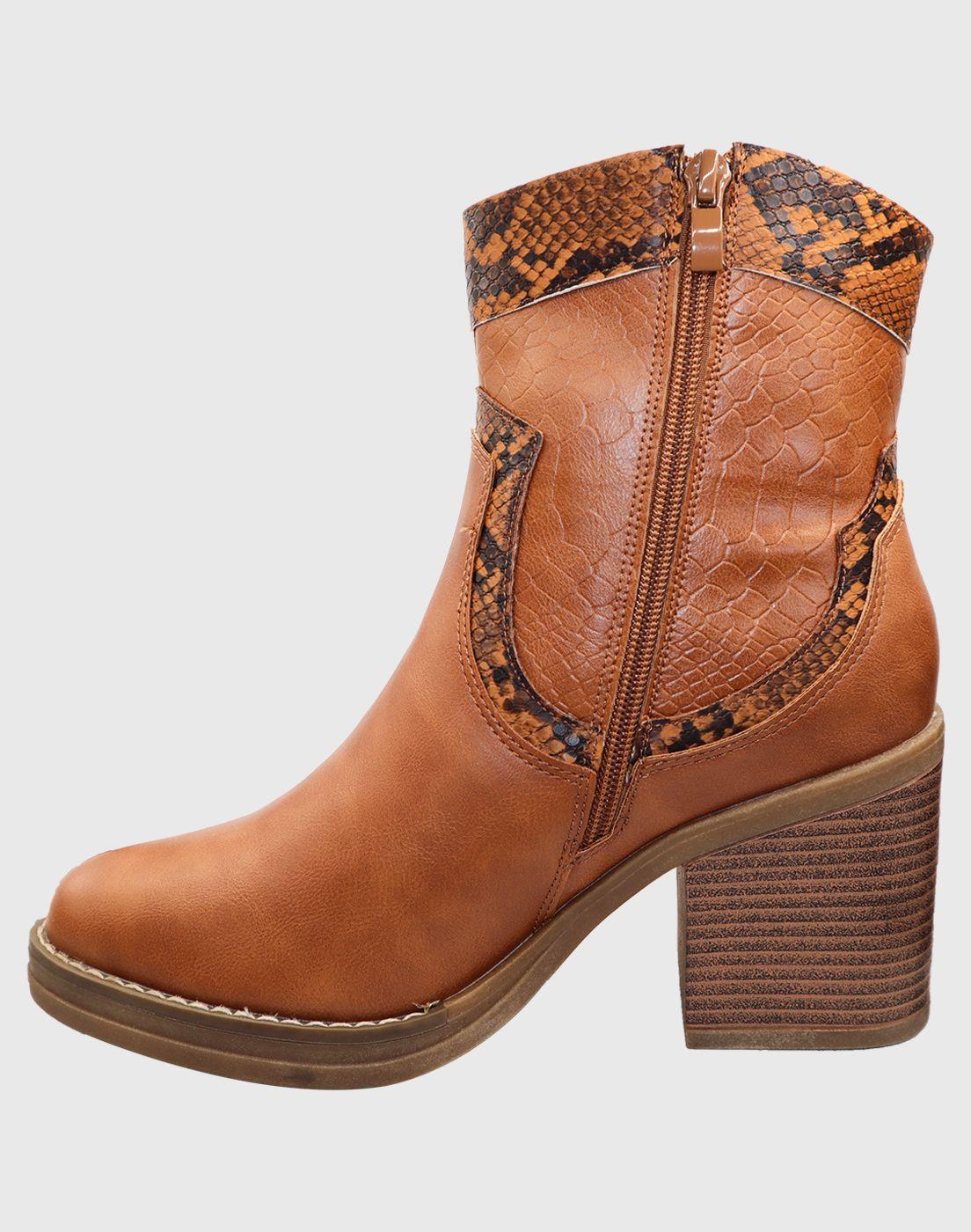 Bota corta print Camel-4